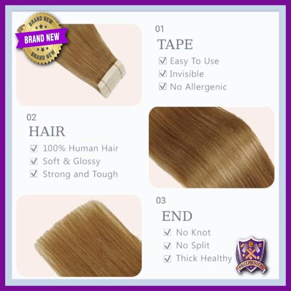 14 Inch Tape In Human Hair Extensions Straight Double Weft Natural